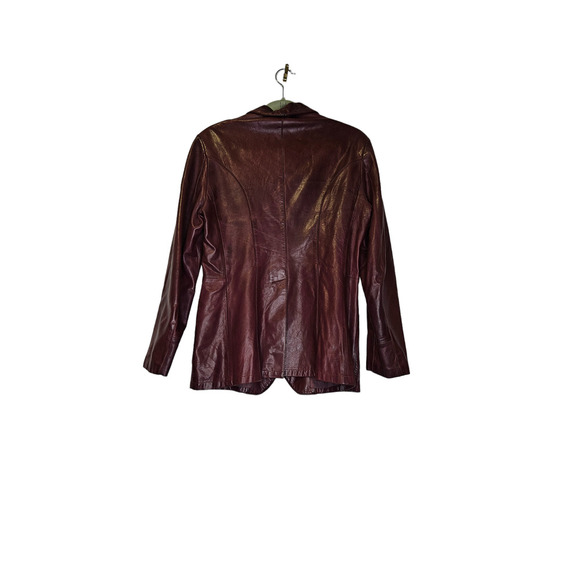 Vintage 80s Georgetown Leather Design 14 Brown Blazer Boho Coastal Cowgirl - Picture 3 of 4